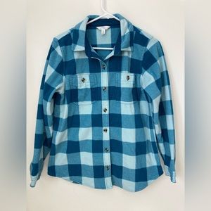 Time & Tru, Flannel Jacket, Button-Down, Size S (4-6), Turquoise Blue, (Women)